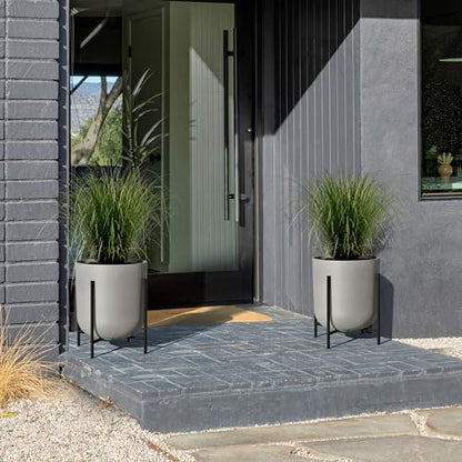 Veradek Mason Series Raised Lima Planter - Round Planter with Stand - color: Gray, size: 15 inch - 2 Pack