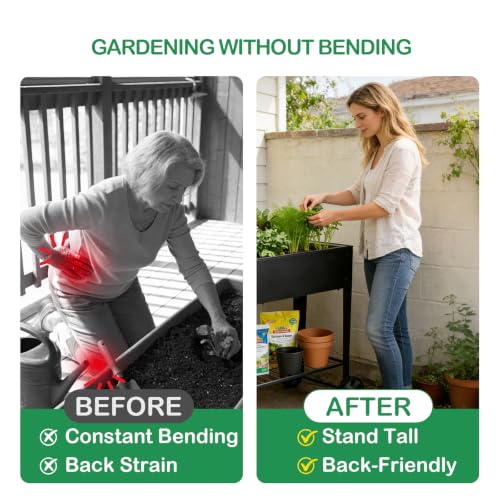 2-Pack 32" Tall Elevated Raised Garden Bed with Wheels and Shelf - size: 14.6"W ( 2PCS )