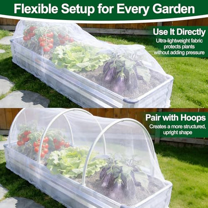 2 Pack Garden Netting for Raised Beds, Fits 4 x 2 ft Rectangular Beds - size: For 4×2 ft (L×W)