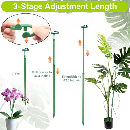 Extendable Monstera Plant Stakes, Support Sticks with Clips 3 Pack - size: 42.3Inches3PCS