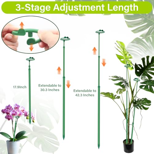 Extendable Monstera Plant Stakes, Support Sticks with Clips 5 Pack - size: 42.3Inches5PCS