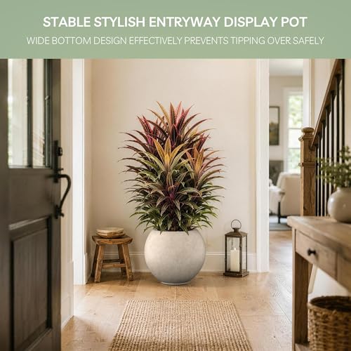Kante Accent Round Sphere Weathered Concrete Planter 19.3" Dia, Outdoor - color: Weathered Concrete, size: 19.3"w x 16.5"h