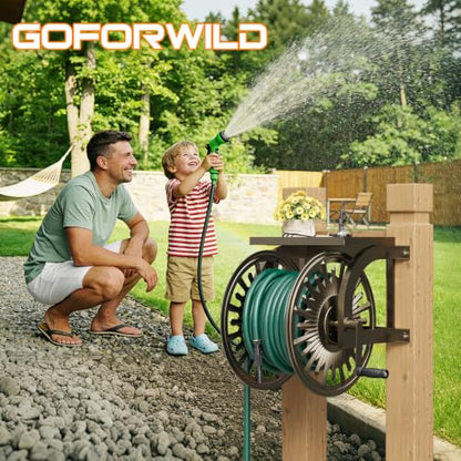 GOFORWILD Wall Mount Garden Hose Reel, Holds 200-Feet of 5/8-Inch Hose