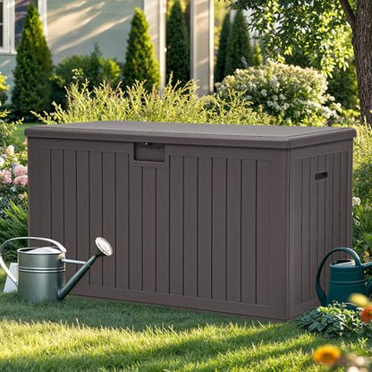 YITAHOME 220 Gallon Double-Wall Deck Box with Divider & Side Handles - color: Brown, size: 220 Gallon