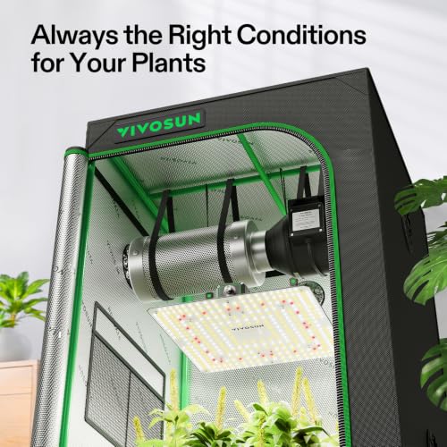 VIVOSUN 2.3x2.3ft Grow Tent Kit with 150W LED Grow Light A22 Smart Plug - size: 28"x28"x63"