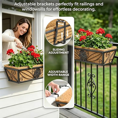 2 Pack 24 Inch Railing Planter Boxes