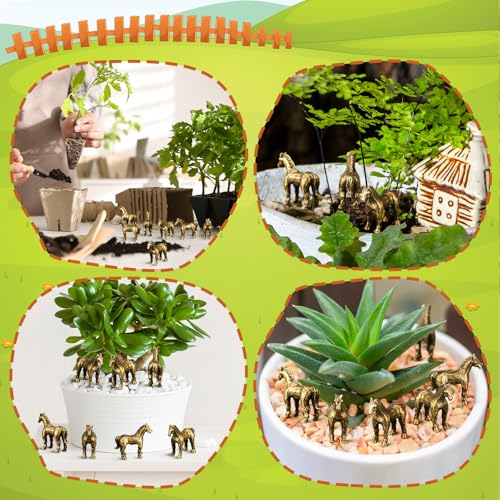 Civaner 50 Pcs Mini Brass Horses, Small Horses, Mini Metal Animals Statue - style: Horse