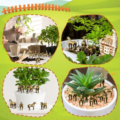 Civaner 50 Pcs Mini Brass Horses, Small Horses, Mini Metal Animals Statue - style: Horse