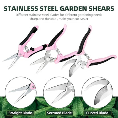 EWPJDK 3 Pack Garden Pruning Shears Scissors Clippers Stainless Steel(Pink) - style: Pink