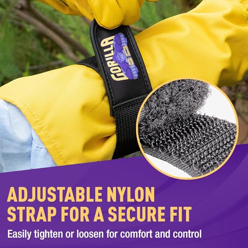 GORILLA EASY CONNECT Gardening Gloves Lightweight Tough Heavy Duty Long Sleeve Leather Pruning Gloves with Adjustable Strap - size: Small (Pack of 1)