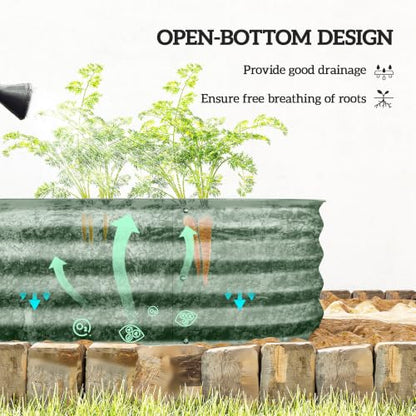Outsunny 8' x 2' x 1' Galvanized Raised Garden Bed Kit, Green - color: Green, size: 8' x 2' x 1'