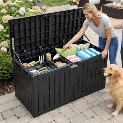100 Gallon Wwaterproof Ooutdoor Storage Deck Box - size: 100 Gallon