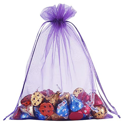 HRX Package 100pcs Mesh Organza Bags 6x9 in for Gift Giving, Large (Purple) - color: purple