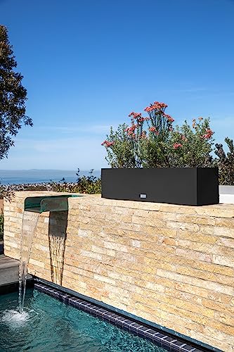 Veradek Block Series Trough Planter - Rectangular Outdoor Window Box - color: Black
