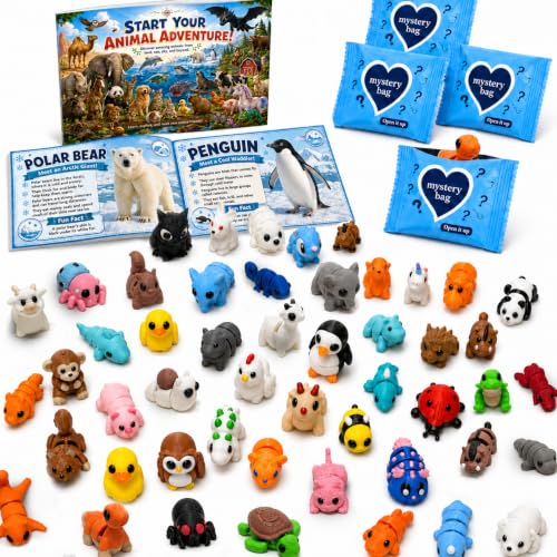 50Pcs Mini 3D Printed Animals with Fun Animal Guide Book - color: Mehrfarbige 3d Animals