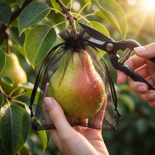 Sabary 100 Pcs Fruit Netting Bags Black, 5x7 Inch Mesh for Garden - color: Black