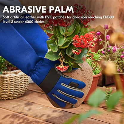 Vgo... Safety Work Gloves Men,Gardening,Long Sleeves Gauntlet,Puncture Proof,Touchscreen(1 Pair,Size M,Blue,AL6608-ML) - color: 1 Pair - Blue, size: Men's Medium
