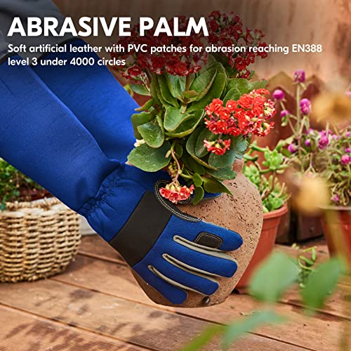 Vgo... Safety Work Gloves Men,Gardening,Long Sleeves Gauntlet,Puncture Proof,Touchscreen(1 Pair,Size M,Blue,AL6608-ML) - color: 1 Pair - Blue, size: Men's Medium