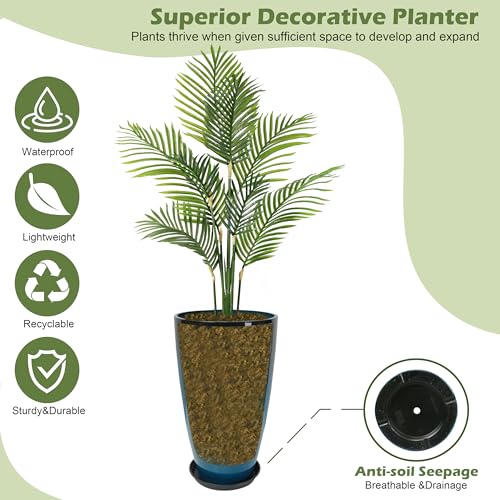 2PCS 21in Tall Planter for Outdoor Plants Large Flower Pots Blue - color: Blue