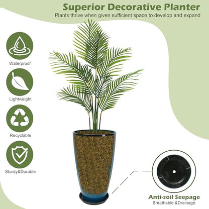 2PCS 21in Tall Planter for Outdoor Plants Large Flower Pots Blue - color: Blue