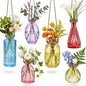 6 Pcs Stained Glass Hanging Propagation Vases, Bright - color: Saturation Colorful Series