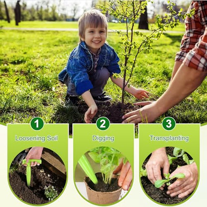 M METERXITY 1-Set Seed Planter Tool, Plastic Hand Dibber Garden Tool with Handle for Sowing Seeds/Transplanting/Planting Bulbs, Handheld Digging Hole Punch Adjustable Dispensers [Light Green] - color: Light Green