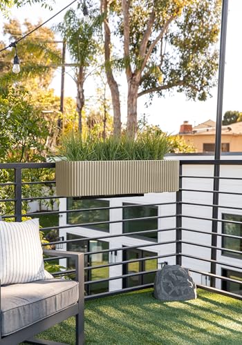 Veradek Demi Series Railing Planter - Round Window Box with Bracket - color: Sand, size: 36 inch
