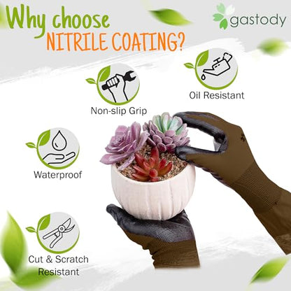 Long Sleeve Gardening Gloves for Women & Men, Long Cuff Garden Gloves - color: Black and Brown, size: Small