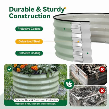3-Pack Round Raised Garden Bed Outdoor 2x2x1ft Planter Box, PeaGreen - color: Pea Green, size: 2x2x1ft (3 PCS)