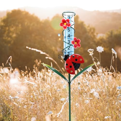 MUMTOP 35 Inch Ladybug Rain Gauge for Outdoor, Lawn, Yard and Garden - color: Butterfly