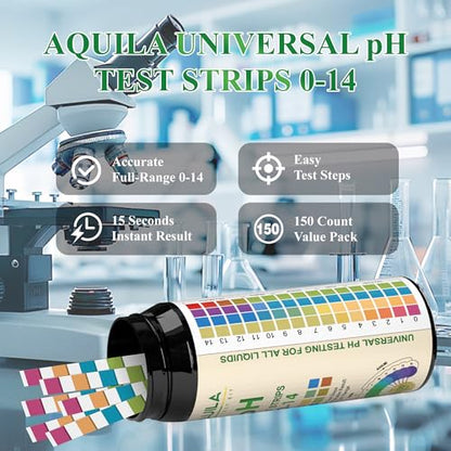 pH Test Strips 0-14, 150CT Universal Litmus Paper pH Tester Kit for Liquid