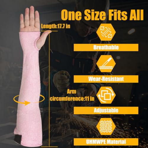 18-Inch Cut Resistant Arm Sleeves Guard Farmer Gardening Defense,Pink - color: Pink