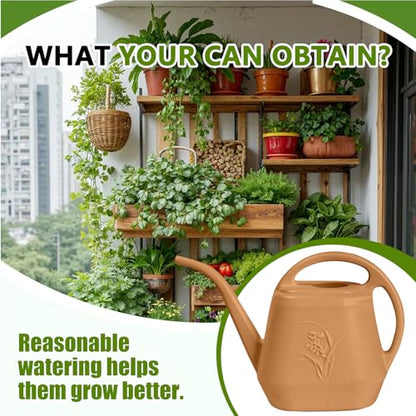 Plastic Watering Can - for Indoor and Outdoor Home Garden Plants - with Long Spout - Copper Color - 1/2 Gallon