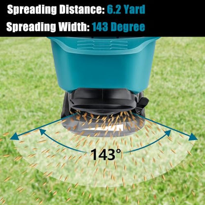 Salt Spreader for Makita 18V LXT Li-ion Battery,Handheld Seed and Fertilizer Power Spreader. Year-Round Coverage for Grass Seeds, Rock Salt, ice melt Seasons（Tool only）