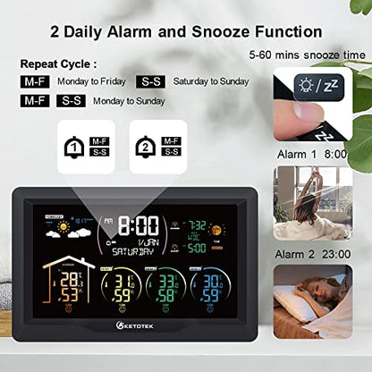 KETOTEK Wireless Radio Weather Station with 3 Outdoor Sensors
