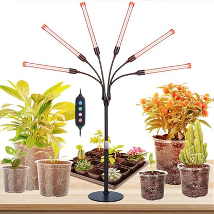 FECiDA 54W Bright Big Coverage Desk Grow Lights for Indoor Plants, Bonsai - size: Desk-6Head-54W