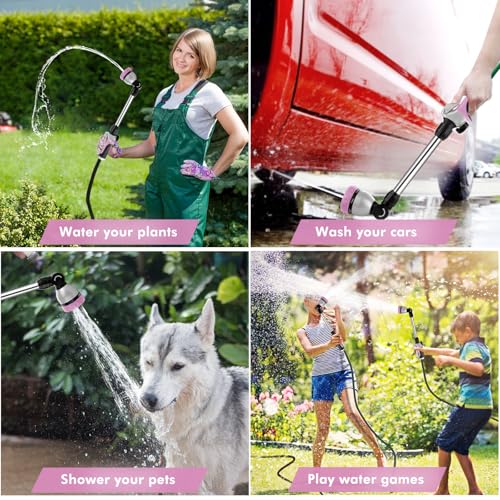 RESTMO Heavy Duty Metal Hose Wand, Watering Wand for Garden Hose - color: Pink