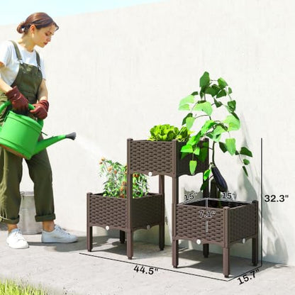 Outsunny Plastic Raised Garden Bed with Legs Self Watering Planter Box