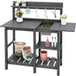 SERWALL Outdoor Potting Bench with Removable Sink,Gardening Table,Grey - color: Gray, size: Classic