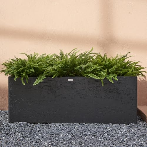 42" Large Rectangular Planter - Handmade Fiberglass Composite - color: Charcoal Gray, size: Large