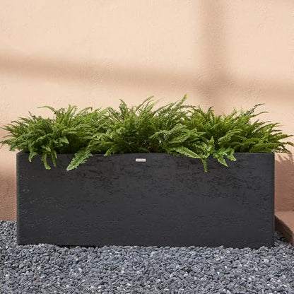 42" Large Rectangular Planter - Handmade Fiberglass Composite - color: Charcoal Gray, size: Large