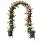 8FT Garden Arch Trellis with Planter Boxes Rustproof Black - size: 8*6 FT