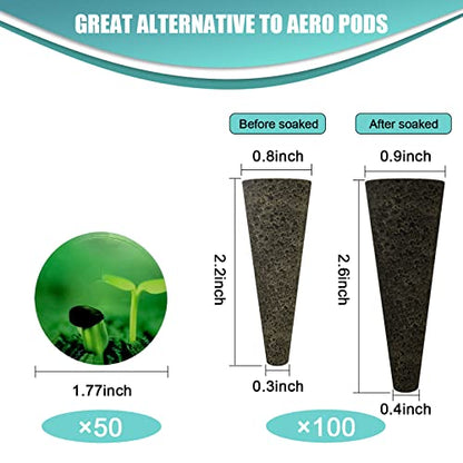 Haligo 150pcs Seed Pod Kit for Hydroponics, Grow Anything Kit with 100pcs Grow Sponges, 50pcs Pods Labels, Hydroponics Pods Replacement Compatible with Hydroponics Growing System from All Brands - size: 150pack