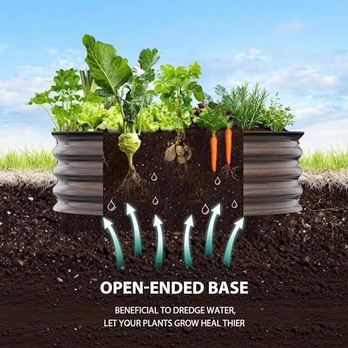 4×4×2ft Round Galvanized Raised Garden Bed – Metal Planter Box Kit with Rust & Corrosion Protection, Safe Rubber Edge, Open Bottom Design – Easy Assembly for Vegetables, Flowers, Fruits