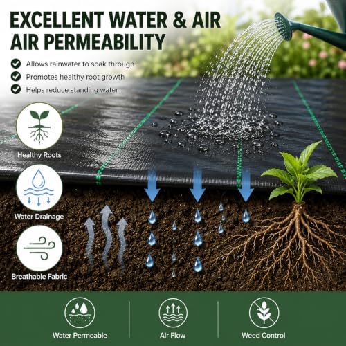 4FTx300FT Weed Barrier Landscape Fabric Heavy Duty 5oz Pro Ground Cover Mat - size: 5oz-4ftx300ft
