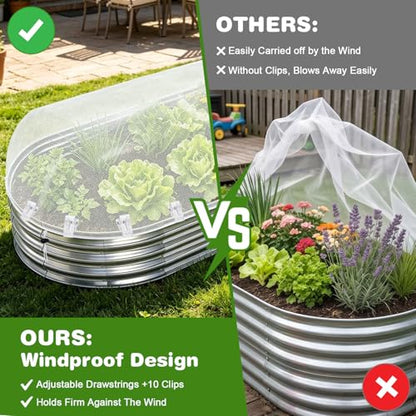 2 Pack Taller Garden Netting for 4x2FT Raised Beds with 10 Secured Clips - color: 4×2×1ft