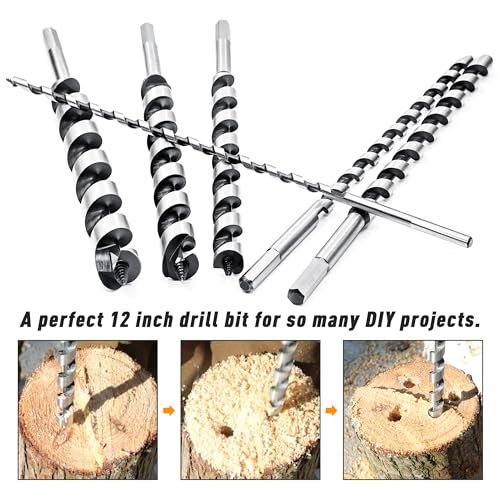 9/16 Inch x 12 Inch Long Ship Auger Drill Bit Set for Wood - size: 9/16"x12"