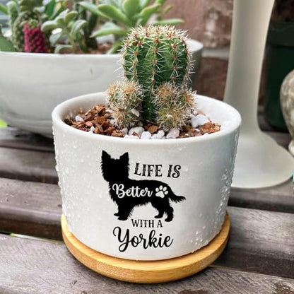 Yorkie Ceramic Pots for Dog Lover,Flower Pots for Indoor Plants