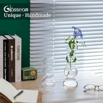 Glasseam Glass Bubble Vase, Clear Ball Bud Vases for Single Stem Flowers - color: Clear, size: Single Vase (3 Balls)