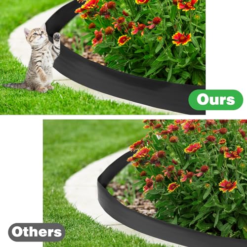 FoldTier 6 Inch Tall 66 ft Length Landscape Plastic Edging Kit with Hammer Spikes Plastic Garden Flower Bed Edging Landscape Border for Gardens Border Grass Yard Lawn (Black) - color: Black